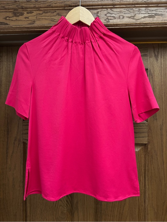 COS Tops - COS Bright Pink Elastic-Neck Satin Top